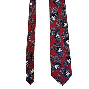 Vintage Disney Mickey Unlimited Mickey Mouse Face Red Paisley Print Neck Tie‎